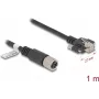 DeLOCK M12 X-kodēts 8-pin sievišķais uz RJ45 vīrišķo Cat.6A tīkla kabelis 1 m melns