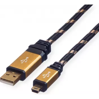 ROLINE GOLD USB 2.0 kabelis, A tips - 5 kontaktu Mini, 0,8 m (11.02.8821)