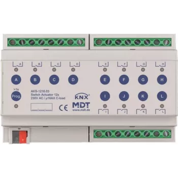 MDT - komutācijas izpildmehānisms 12-kanālu 8TE REG 230VAC 16A C-Last 140uF (AKS-1216.03)