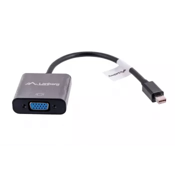 VGA (D-Sub) uz Mini DisplayPort adaptera kabelis LANBERG AD-0006-BK, 0,2 m, DisplayPort 1.2, 1920×1200@60Hz, MiniDP ligzda, melns