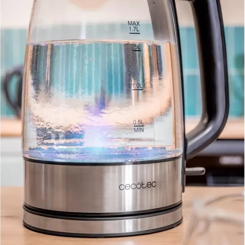 Cecotec Tējkanna ThermoSense 340 Clear, 2200 W, 1.7 L, stikla, 360° grozāma pamatne
