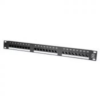 Patch Panel VALUE Cat.5e 19 collas 24 Porti UTP Melns