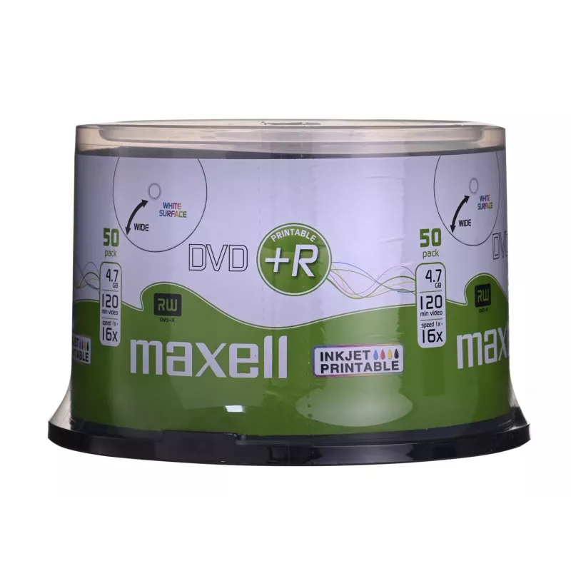 MAXELL DVD+R 4.7 GB 16x 50 gab. drukājams kūkas iepakojums