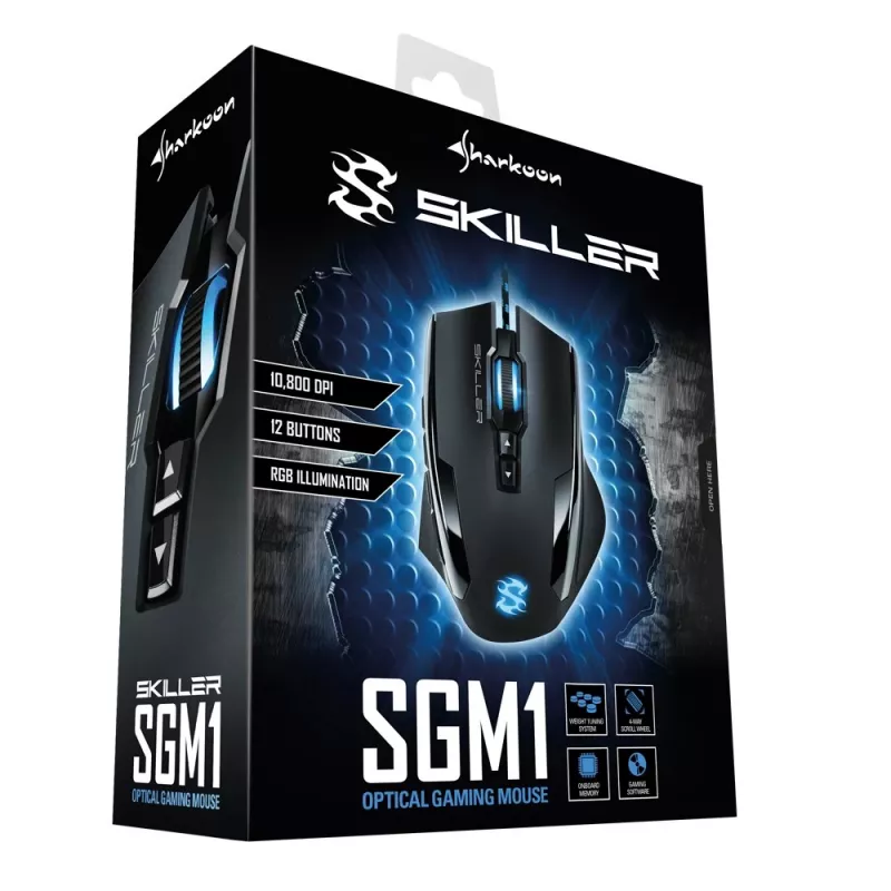 Sharkoon Skiller SGM1 spēļu pele labročiem USB tipa A optiskā 10800 DPI