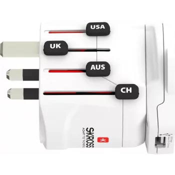 SKROSS PRO – World & USB White universāls ceļojumu adapteris