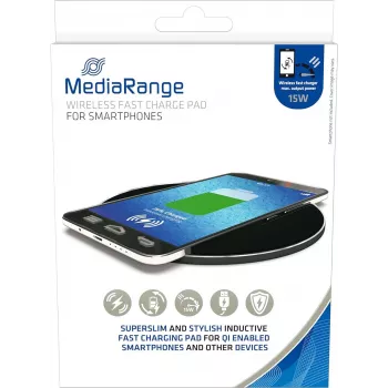 Bezvadu lādētājs mobilajām ierīcēm MediaRange MRMA118 USB bezvadu ātrā uzlāde Melns
