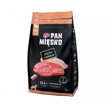 Sausā suņu barība Pan Mięsko Teļa gaļa ar Tītaru XS 3 kg