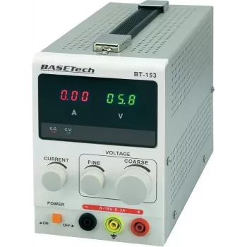 Laboratorijas līdzstrāvas barošanas bloks Basetech BT-153 0–15 V, 0–3 A
