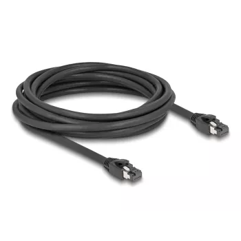 Delock tīkla kabelis - RJ-45 (vīriešu) uz RJ-45 (vīriešu) - 5,0 m - 7,5 mm - S/FTP - CAT 8.1 - bez halogēna, ar aizsargvāciņu - līdz 40 Gbps datu pārraides ātrums - Melns (80236)