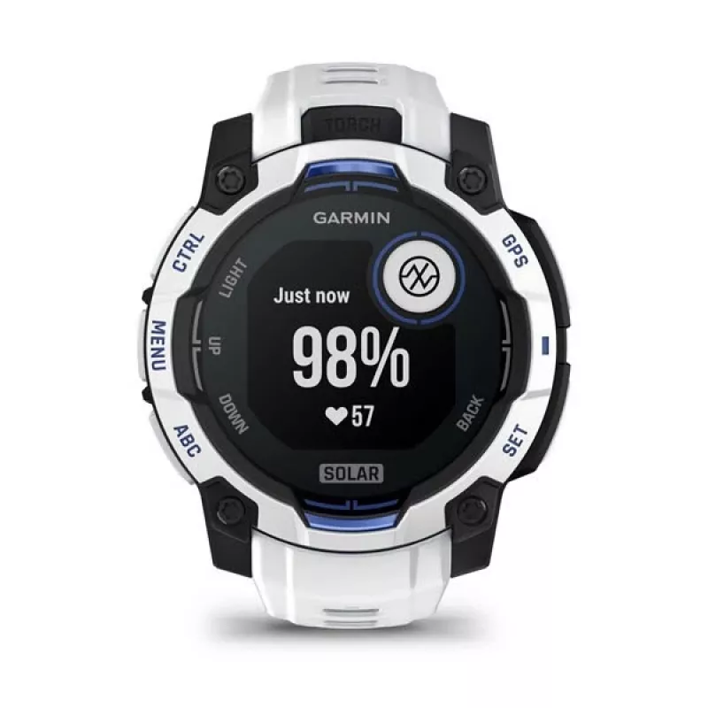 Garmin Instinct 3 Solar viedpulkstenis, 45 mm, Black/Stone White, silikona siksniņa (010-02934-03)