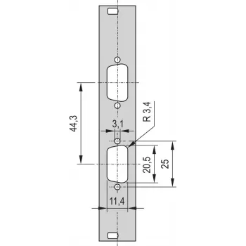 SCHROFF Priekšējais Panelis SUB-D Izgriezums - DAĻPANELIS 3HE 4TE 2X9 DC (30118336)