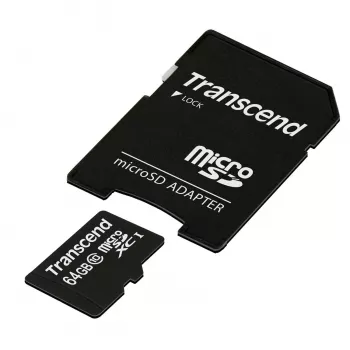 Transcend 64GB MicroSDXC Class 10 atmiņas karte ar SD adapteri