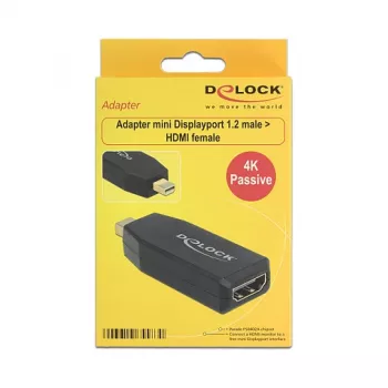 Dzimuma mainītājs DeLOCK 65583 mini DisplayPort 1.2 uz HDMI, melns