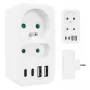 Strāvas sadalītājs MACLEAN MCE249 F/W — 2x kontaktligzdas (16A + 6A) un 4x USB (2x A, 2x C PD 20W)
