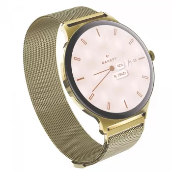 Viedpulkstenis Garett Verona 2 Gold Mesh ar Bluetooth un sirdsdarbības monitoru