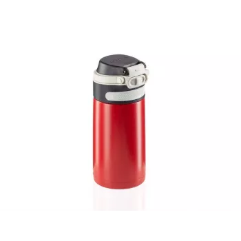 Ceļojumu krūze Leifheit 03245 nerūsējošais tērauds 350 ml, dubultsienas, necaurplūstoša, atlokāms vāciņš, melna/sarkana