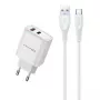 Awei PD81T-EU GaN lādētājs 22.5W balts ar USB kabeli un USB-C