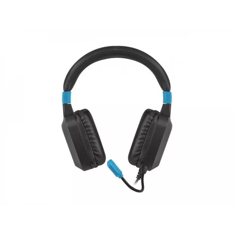 Vadu spēļu austiņas Fury NFU-1584 ar buma mikrofonu, apvalka tipa, 98 dB, 15–25000 Hz, 2 m kabelis, USB un 3,5 mm, zila