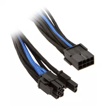 SilverStone PCI-8-Pin uz PCIe-6+2-Pin kabelis, 250mm - melns/zils