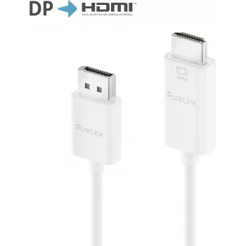 PureLink aktīvs DisplayPort 1.2 uz HDMI 2.0 adaptera kabelis, 4K60Hz (444), DisplayPort vīriešu/HDMI vīriešu