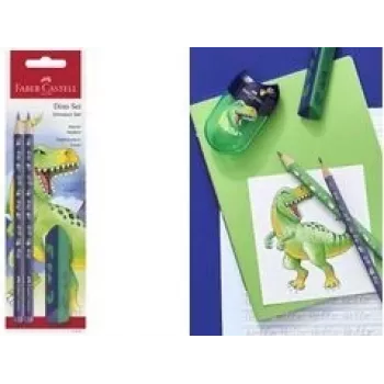 Faber-Castell Dino HB Blue zīmuļu komplekts – HB koka zīmuļi, zils korpuss, komplekts