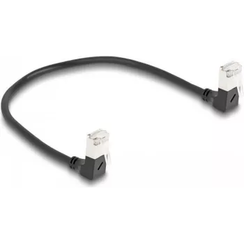 DeLOCK RJ45 Cat.6A S/FTP Slīps 90° 0,25 m Melns Tīkla Kabelis