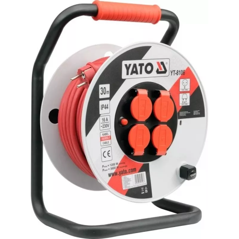 Pagarinātājs Yato YT-8108 50 m 4 AC kontaktligzdas Iekštelpām/Āra telpām Melns Sarkans Balts