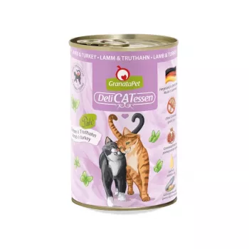 Slapjā kaķu barība Fox4Pets GRANATAPET DeliCATessen Jērs & Tītars pate 400 g, bezgraudu, pieaugušiem, hipoalerģiska