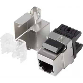 Lanberg KSF5-1000 plakana keystone ligzda, melna, nerūsējošais tērauds, RJ-45 LSA, sieviete-sieviete