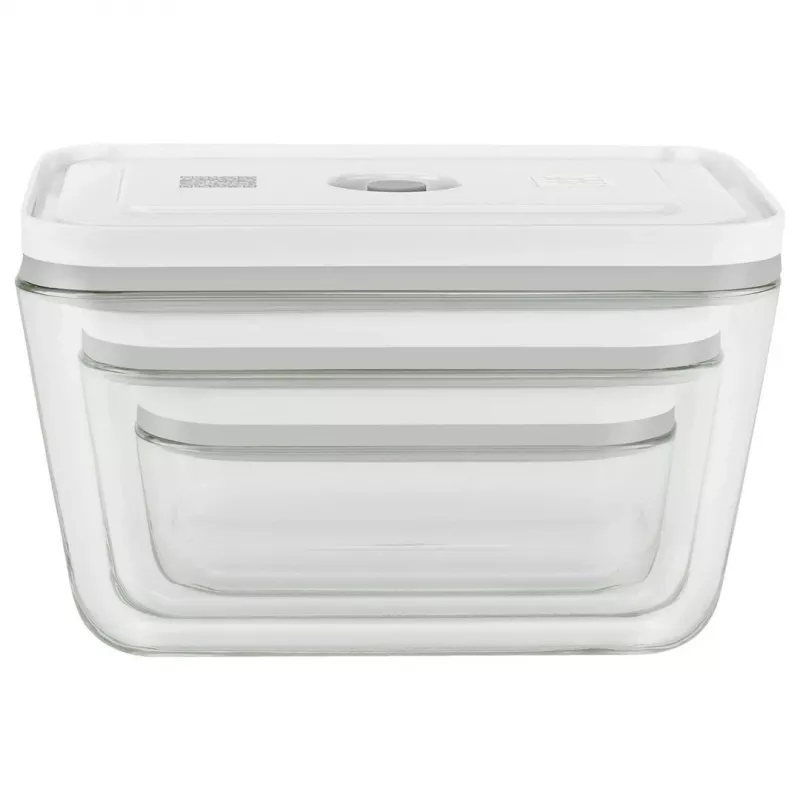 Pārtikas uzglabāšanas kārbu komplekts ZWILLING FRESH & SAVE taisnstūra stikls/plastmasa 3 gab., 0,35/0,75/1,6 L, hermētisks, mikroviļņu/cepeškrāsns/ledusskapis drošs