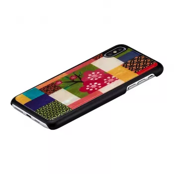 Aizsargmaciņa iKins iPhone XS Max — ķiršu ziedu raksts, melna