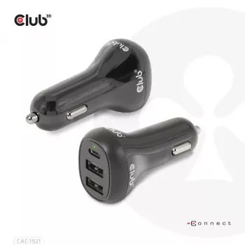 CLUB3D Auto lādētājs klēpjdatoram 36 W, cigarešu pieslēgvieta, 24 V, Melns