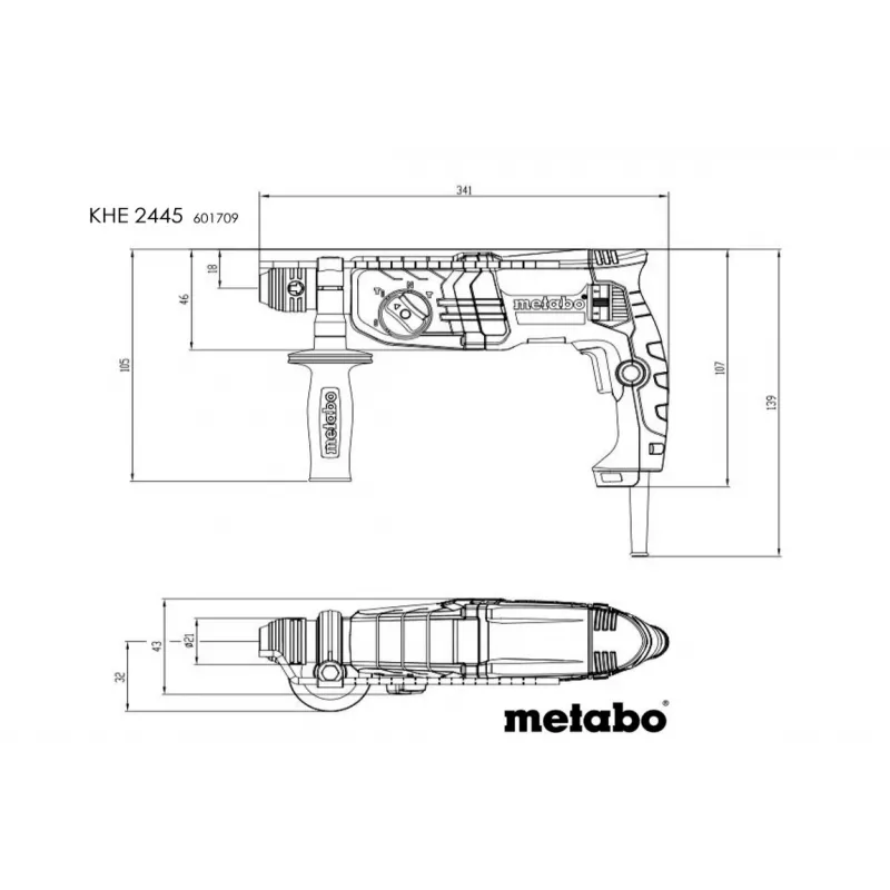 Metabo KHE 2445 kombinētais perforators, 800 W, 2,4 J