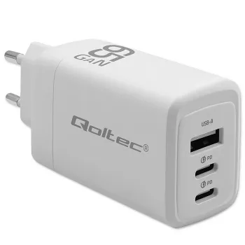 QOLTEC 51822 GaN lādētājs 65W 2×USB-A 2×USB-C