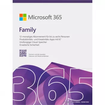 Microsoft 365 Family Bokspakke 1 gads Līdz 6 personām Android iOS Windows MacOS
