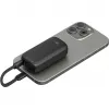 Powerbank 5.000 mAh ar integrētu USB-C kabeli 13cm, 20W (melns, 5 Ah, 1x USB-A, 1x USB-C, PD, QC)