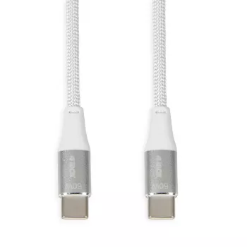 USB-C uz USB-C kabelis IBOX IKUTC2W 2 m, USB 2.0, 3 A, balts, tekstila pinums