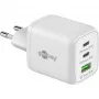 USB-C ātrais lādētājs Nano, PD, GaN, 65 W (Balts, 1x USB-A, 2x USB-C PD, Charge 3.0)