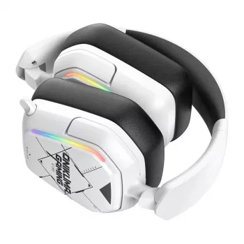 Bezvadu un vadu austiņas Onikuma GT883 baltā krāsā — Bluetooth 5.4, 2.4G un vadu režīms, over-ear