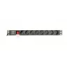 Strāvas sadalītājs GEMBIRD EG-PDU-014-C14, 8 AC kontaktligzdas, C14 ieeja, 3 m kabelis, 1U, 3680 W, 10 A, alumīnijs, melns
