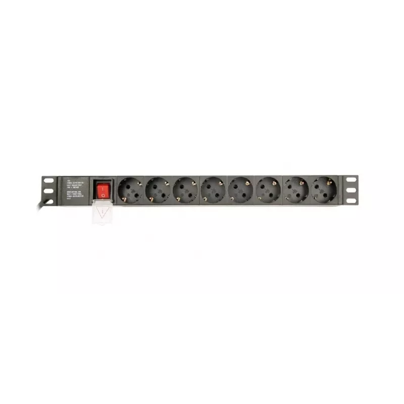 Strāvas sadalītājs GEMBIRD EG-PDU-014-C14, 8 AC kontaktligzdas, C14 ieeja, 3 m kabelis, 1U, 3680 W, 10 A, alumīnijs, melns