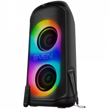 Skaļrunis SVEN PS-1050, melns (200W, TWS, Bluetooth, FM, USB, microSD, LED displejs, 7200mAh)