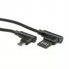 ROLINE USB 2.0 kabelis, leņķveida, Type A abpusējs - Micro B, ST/ST, melns, 0,8 m (11.02.8720)