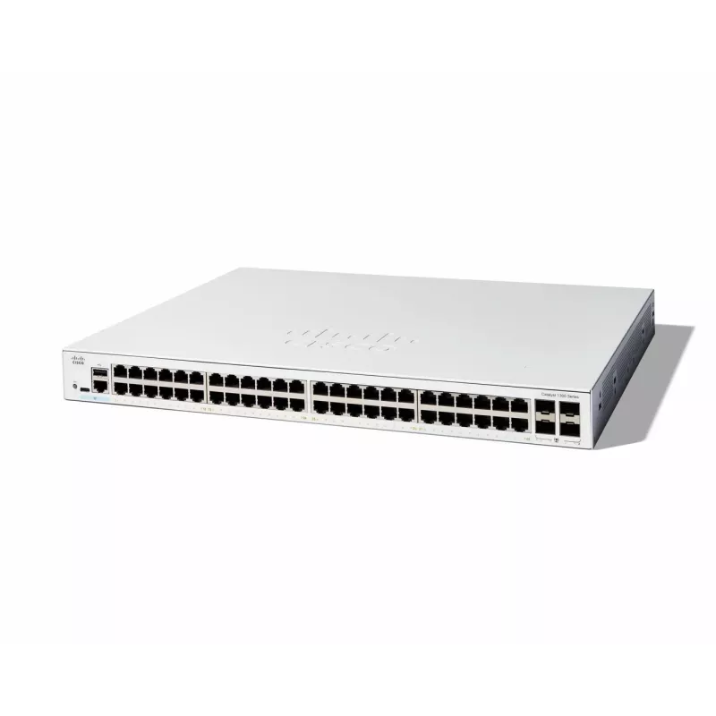 Cisco Catalyst 1300-48T-4G pārvaldāms slēdzis, 48 porti GE, 4x1GE SFP, ierobežota mūža aizsardzība (C1300-48T-4G)