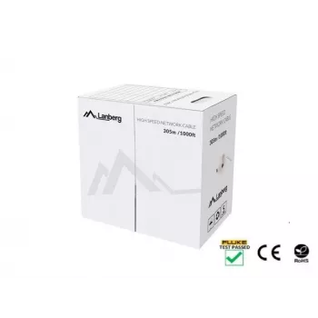 Tīkla kabelis LANBERG Cat5e U/UTP LCU5-12CU-0305-BK, 24 AWG varš, 305 m, melns