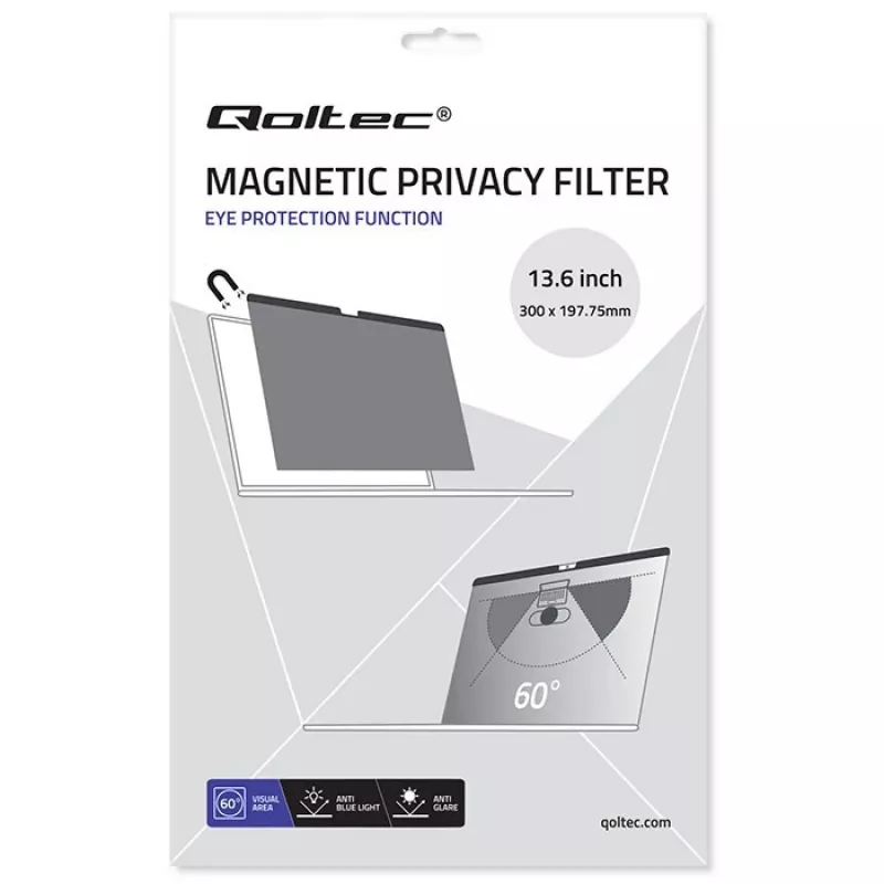 Qoltec Filtro Privacy GDPR MacBook Air 13 inch Magnētiskais Acu Aizsargs (13.60, 16:9), Aizsargplēve Klēpjdatoram