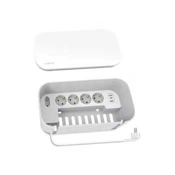 LogiLink LPS281U pagarinātājs 4 drošības kontaktligzdas 2 USB-A 1 USB-C balts