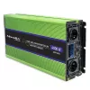 Qoltec Monolith sprieguma pārveidotājs | Akumulatora lādētājs | UPS | 2000W | 4000W | 12V uz 230V | Tīrs sinusoidāls | LCD melns-zaļš