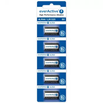 Alkāliskās pogas baterijas everActive LR44 1.5V — iepakojums 5 gab.