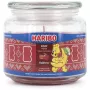 Vaska svece Haribo A2203 — apaļa ābolu-kanēļa aromāta, sarkana, 100 mm augstums, 100 mm diametrs, 300 g, stikla traukā
